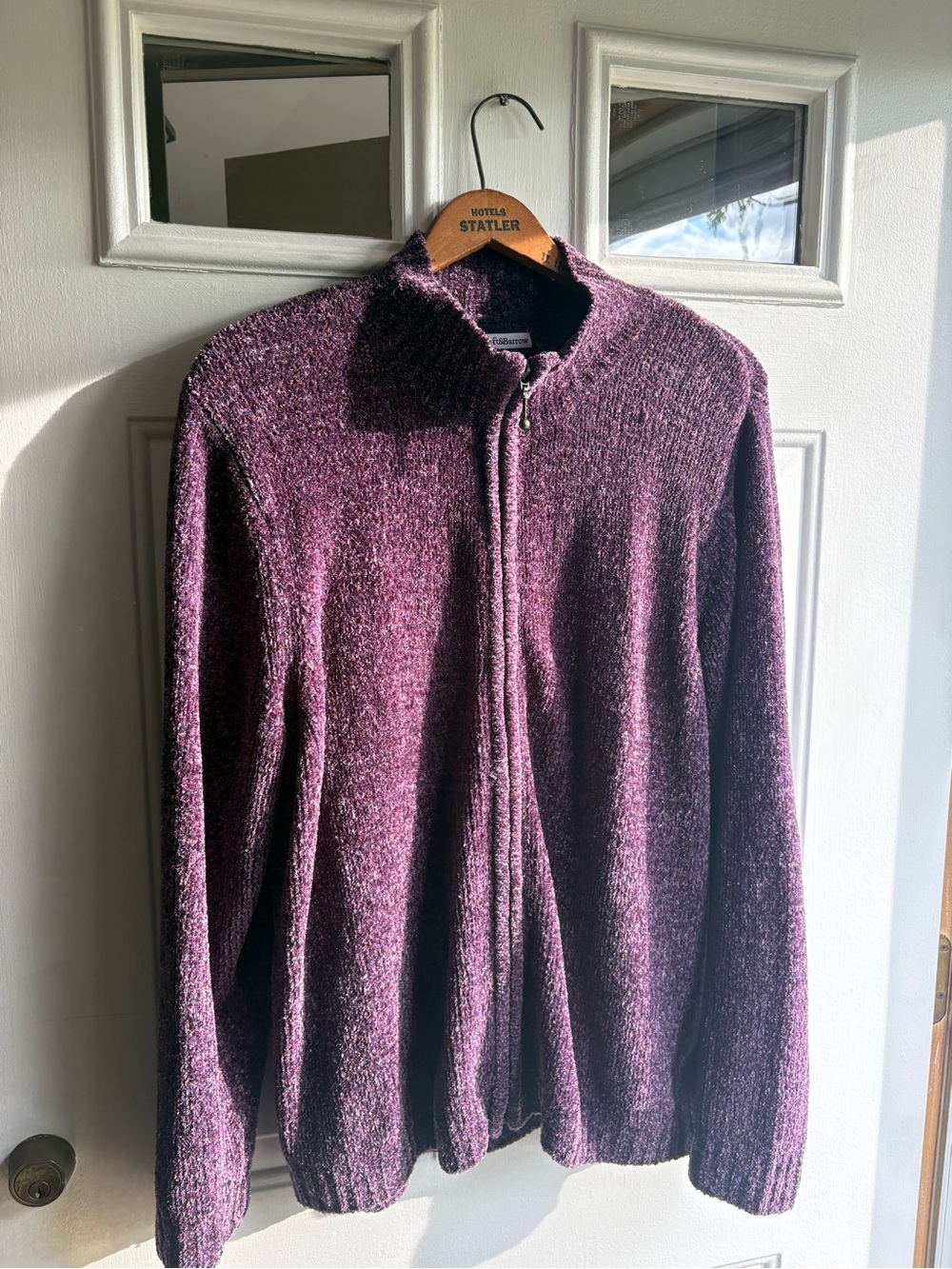 Croft & Barrow Women’s 1X Purple Knit Full Zip Mock Neck Cozy Sweater